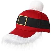 Vabean Christmas Santa Baseball Hat Unisex Christmas Vintage Hat Baseball Cap with Pom Ball Adjustable Cap for Men Women