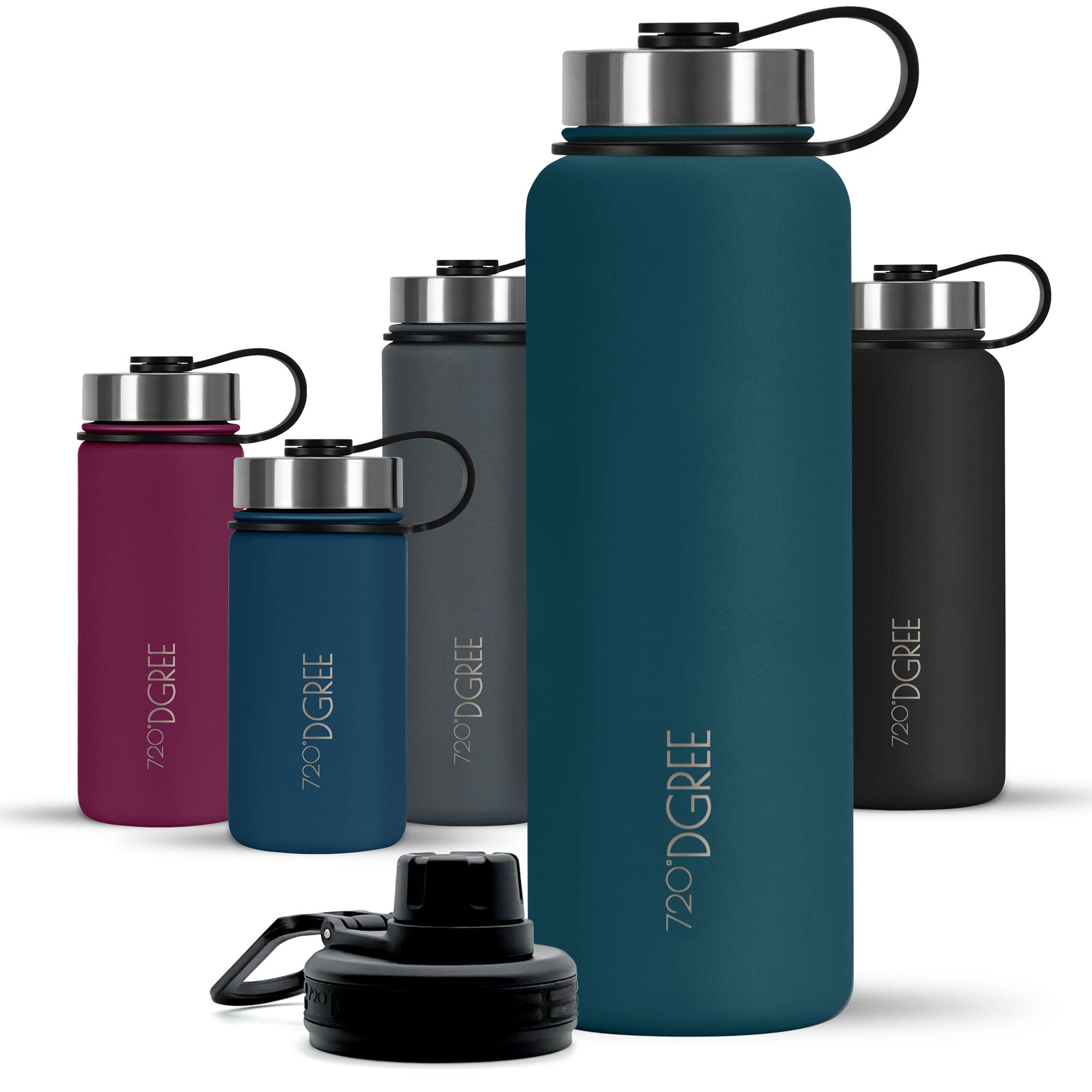 720°DGREE Vaccum Insulated Water Bottle “noLimit“ - 1200ml - Leakproof, BPA-Free, Thermo Stainless Steel Flask - Carbonated Drinks, Sports, Gym, School, Travel, Camping, Hiking, Outdoor +Sports-Cap — image 1