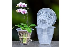 Meshpot 4 inch Clear Orchid Pots with Holes for Repotting,Pack of 4,Small Plastic Orchid Planters Provide Good Air Circulation,Nursery Pots for Succulents,Herbs,Aloes,Mint