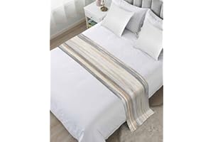 SABOLNY Beige Grey Bed Runner Scarf King Size,Abstract Mottled Art Retro Modern Painting Luxury Bed Throw Runners & Scarves for Twin Full Queen King Foot of Bed,Bedroom Hotel Wedding Room Decoration,94"x20"