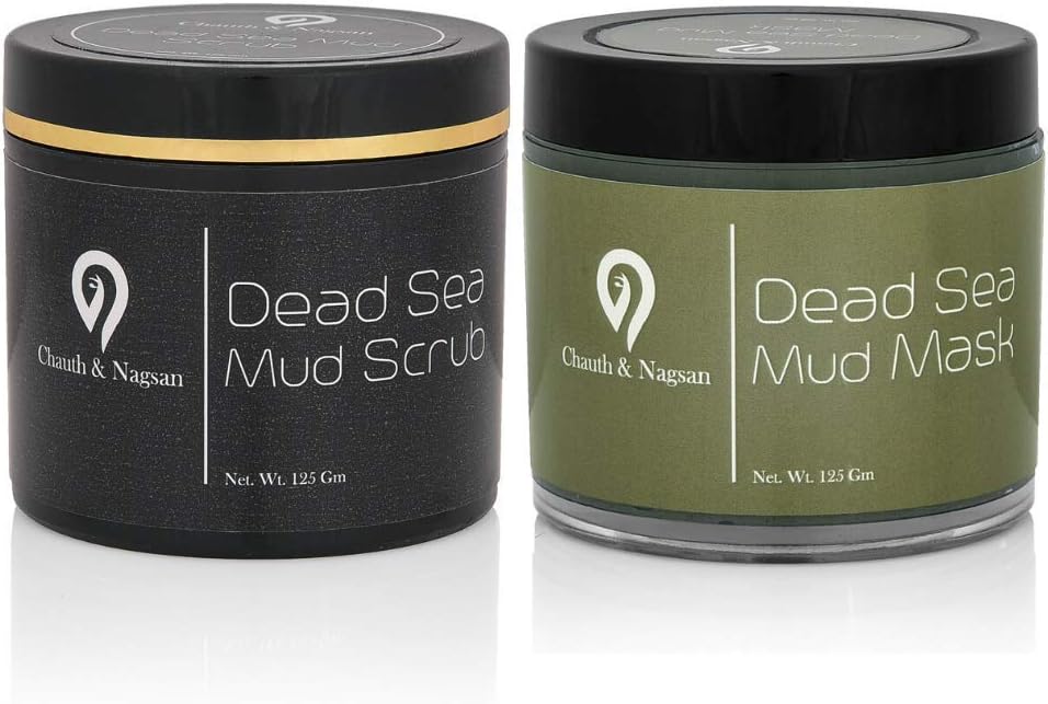 Chauth and Nagsan Natural Dead Sea Spa Kit | Tan Removal, Detox, Soft & Glowing Skin | Face & Body Scrub and Mud Mask | Normal/Oily Skin | Paraben and SLS Free
