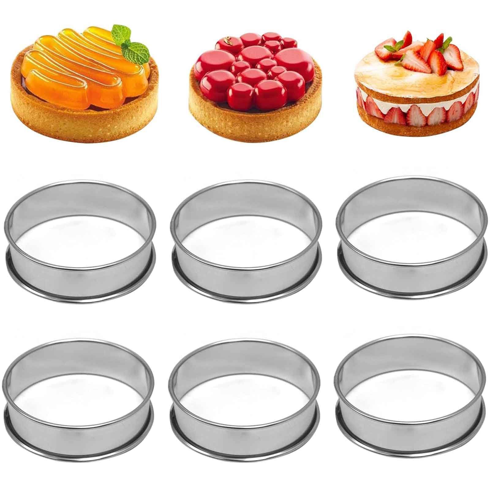 JYTDBCS 6 Pcs Stainless Steel Non Stick Double Rolled Baking Rings for Baking Cookie Desserts Pancake Eggs Muffin
