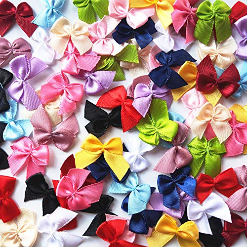 Mosheng Accessory 65pcs Mix Lots Satin Ribbon Bows Rose Flowers Sewing Craft Ribbon Mini Bows Wedding Home Party Clothes Decoration (Mix)