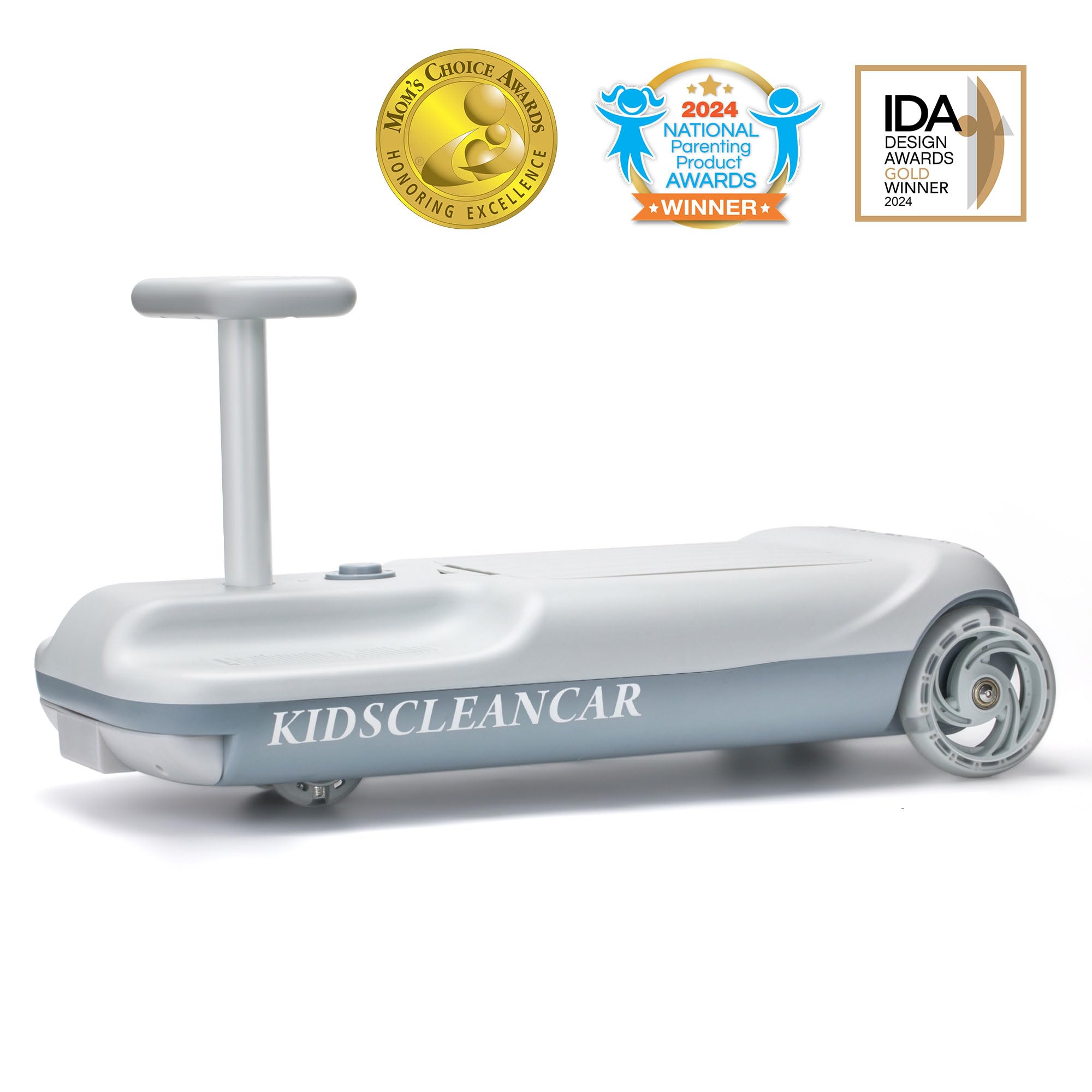 kidscleancar 12V Ride-On Car with Cleaning Fun, 3 in 1 Gokart, Soft-Start, 5-Speed Adjustable, Detachable mop, Rechargeable Battery, 160lbs Capacity, Indoor & Outdoor for Kids Ages 3+ Gray