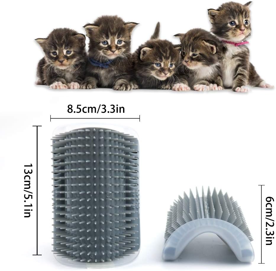 LMTIC 4 Pack Cat Self Groomer, Wall Corner Cat Brush Comb with Catnip, Cat Face Scratcher, Perfect Massager Tool for Cats with Long and Short Fur, Gifts for Cat Kitten, Grey : Pet Supplies