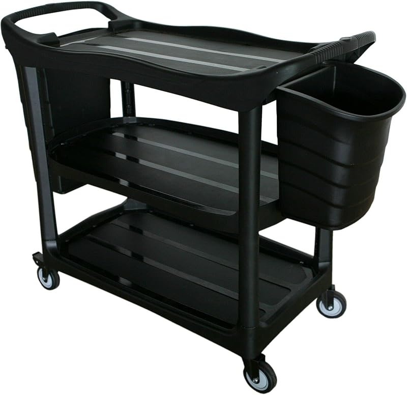 CVS2020 Heavy-Duty Storage Trolley - 3 Shelves, 2 Buckets, 75mm Wheels