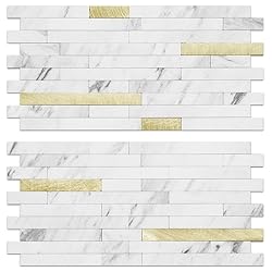 AULIGET 20 Sheets White Marble Look Mixed Metal