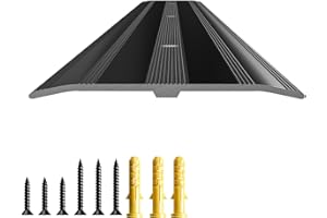 Jiekayi Aluminum Floor Threshold Strip Floor Transition Strip Metal Doorway Edge Trim for Door Threshold and Joining Flooring Gaps Vinyl Floor Transition Carpet (1pcs, Black)