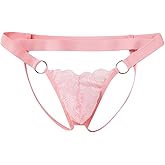 ABAFIP Men's Lace Thong Underwear Low Waist Sissy Pouch G-String Panties Crossdressing Lingerie