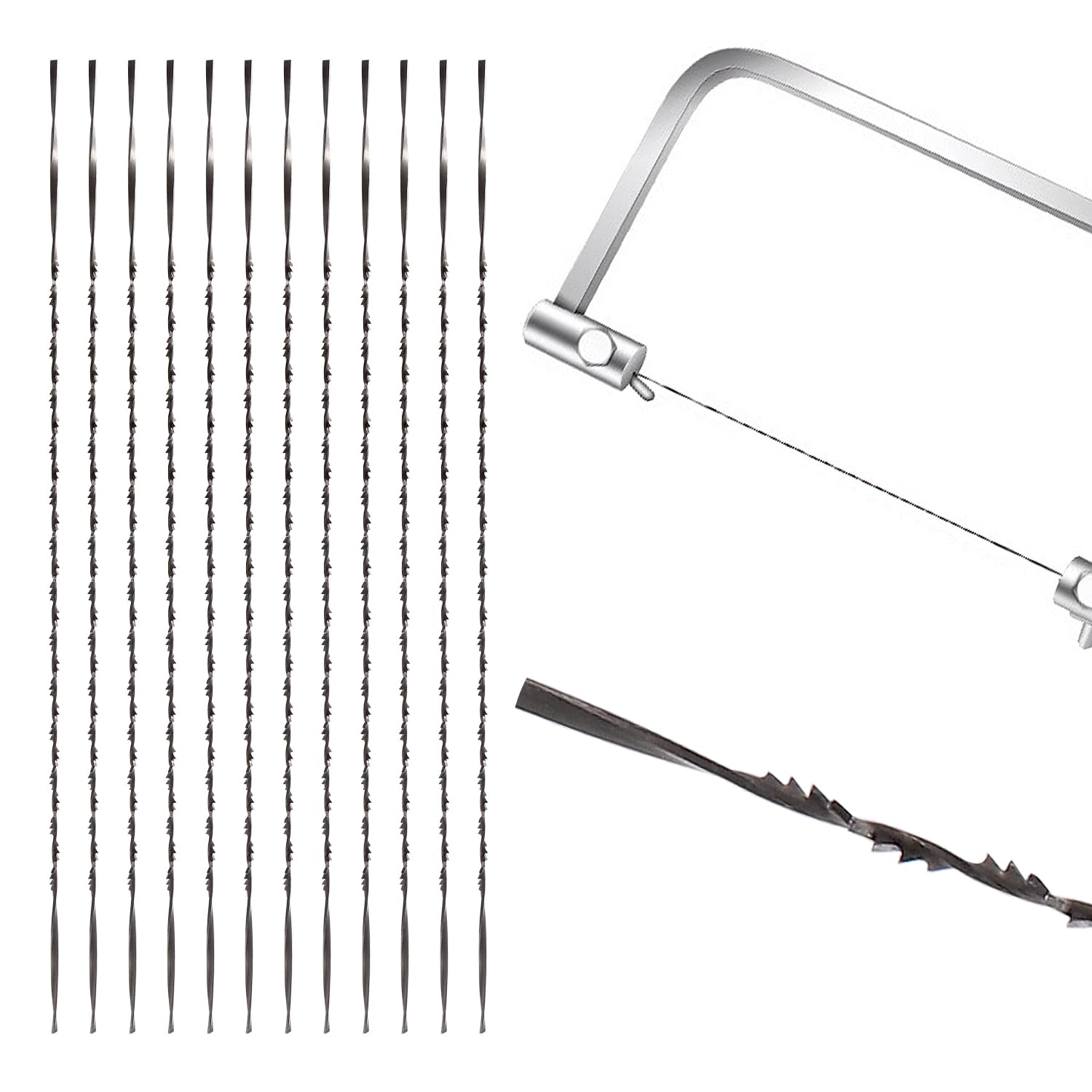 VooGenzek 12 PCS Spiral Scroll Saw Blades, 7# Teeth, for Wood Cutting