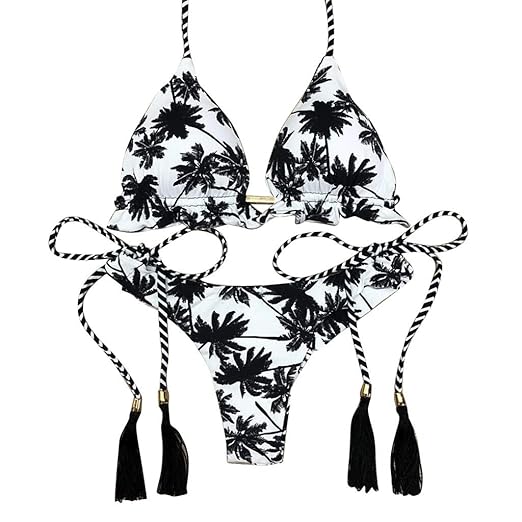 QingJiu Damen Push-Up Gepolstertes Bikini-Set, Mode Hot Stamp Sport Bademode(S-L)