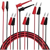 Micsoa Multimeter Leads, Electrical Test Lead Kit - Banana to Alligator Clips, Banana to Banana Plugs, Banana to Plounger Min