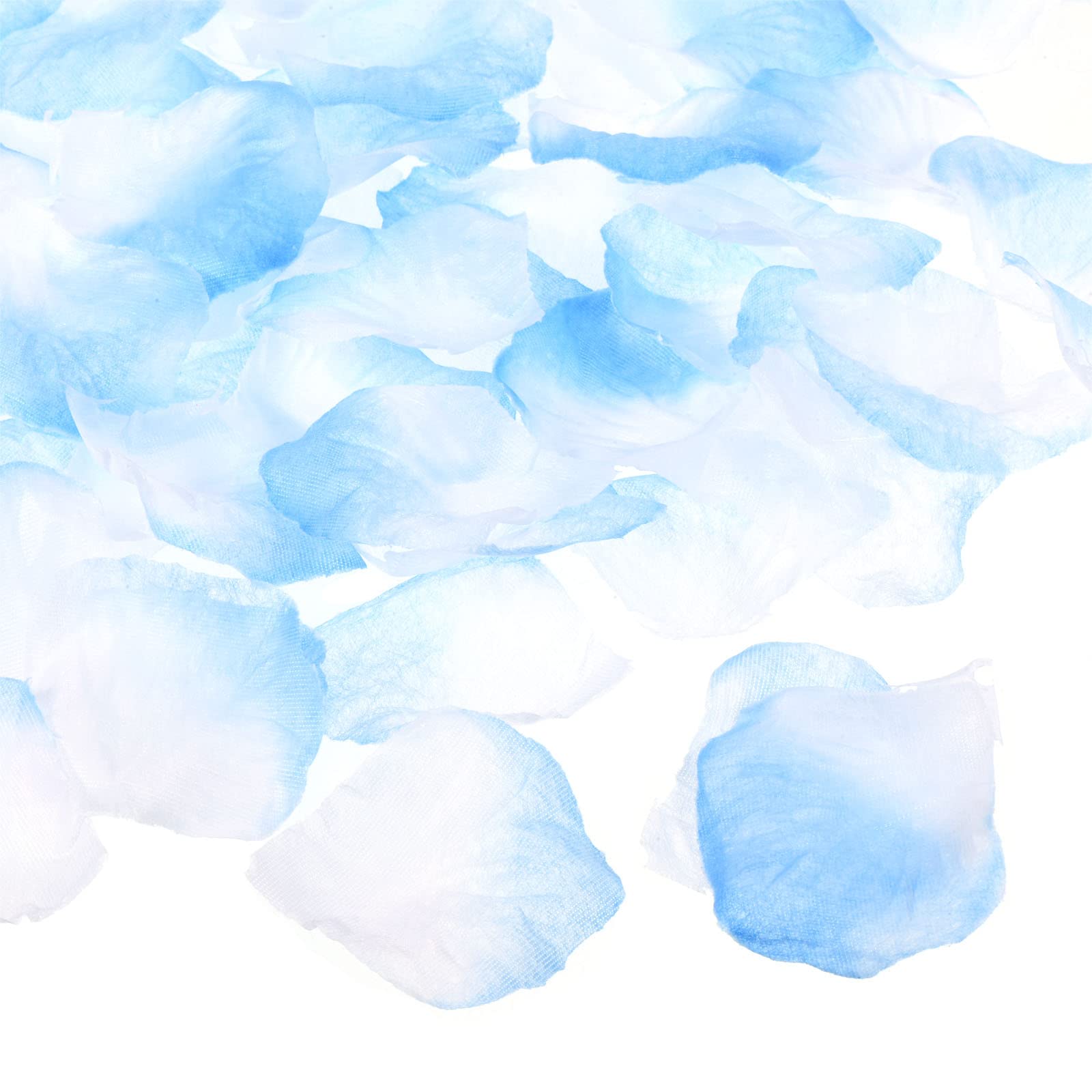 PATIKIL Artificial Rose Petals, 2000Pcs Fake Flowers Silk Petal Decoration Supplies for Romantic Night Wedding Party Event Decor, Light Blue White
