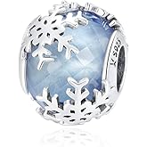 Eternalll Jewellery Snowflake Charms Authentic 925 Sterling Silver Charm Beads Christmas Charms Rose Gold Charms for Bracelets (Snowflake Glass Beads)