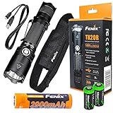EdisonBright Fenix TK20R USB Rechargeable 1000 Lumen Cree LED Tactical Flashlight with, 2900mAh Rechargeable Battery, USB Charging Cable and 2 X Lithium CR123A Back-up Batteries Bundle