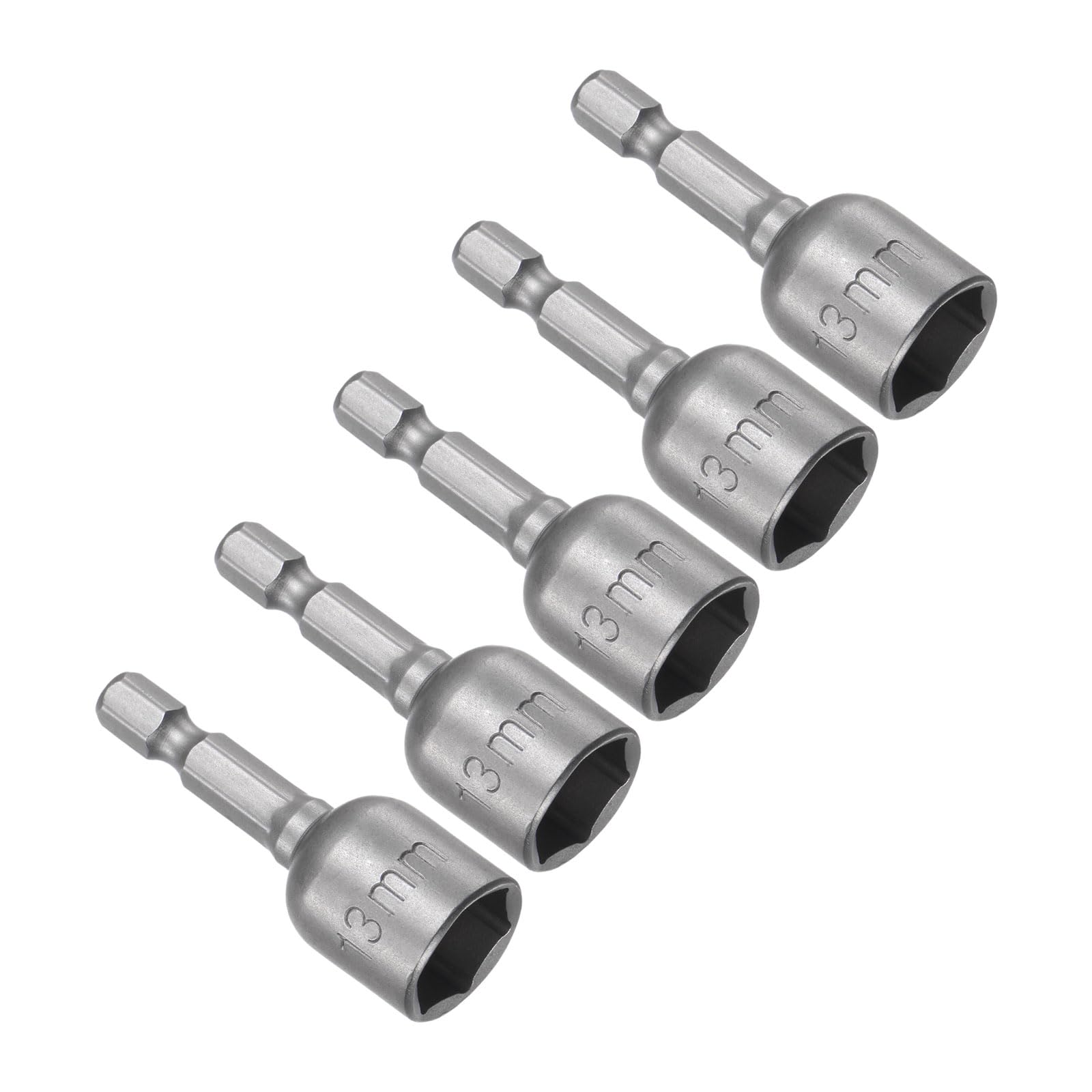 CoCud Quick-Change Nut Setter Driver Bit, 13mm Metric 48mm Length 1/4" Shank, CR-V Magnetic Straight Shank Setter Drill Bits - (Applications: for Auto Repair) - 5pieces