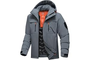 BANTREK Men's Winter Ski Jacket Waterproof Warm Snow Coat Insulated Snowboarding Jacket Hooded Windproof Parka Raincoat
