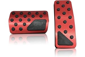 Miytsya 2 PCS Aluminum Alloy Anti-Slip Gas Pedal Brake Pedal Cover Interior Accessories Kit for 2011-2023 Jeep Grand Cherokee Dodge Durango, No Drilling Brake and Accelerator Pedal Covers (Red)