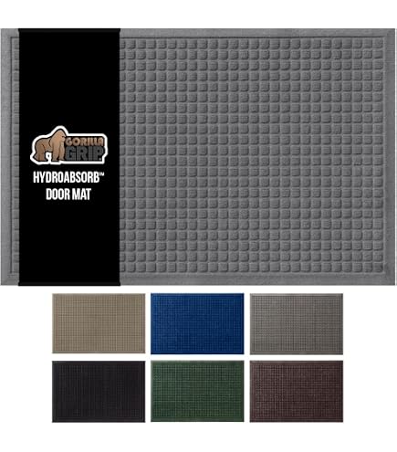 Andersen Waterhog Fashion Floor Mat - 8x6 Feet, Medium Grey - Indoor/Outdoor Entryway Rug With Rubber Backing, 3/8" Thick