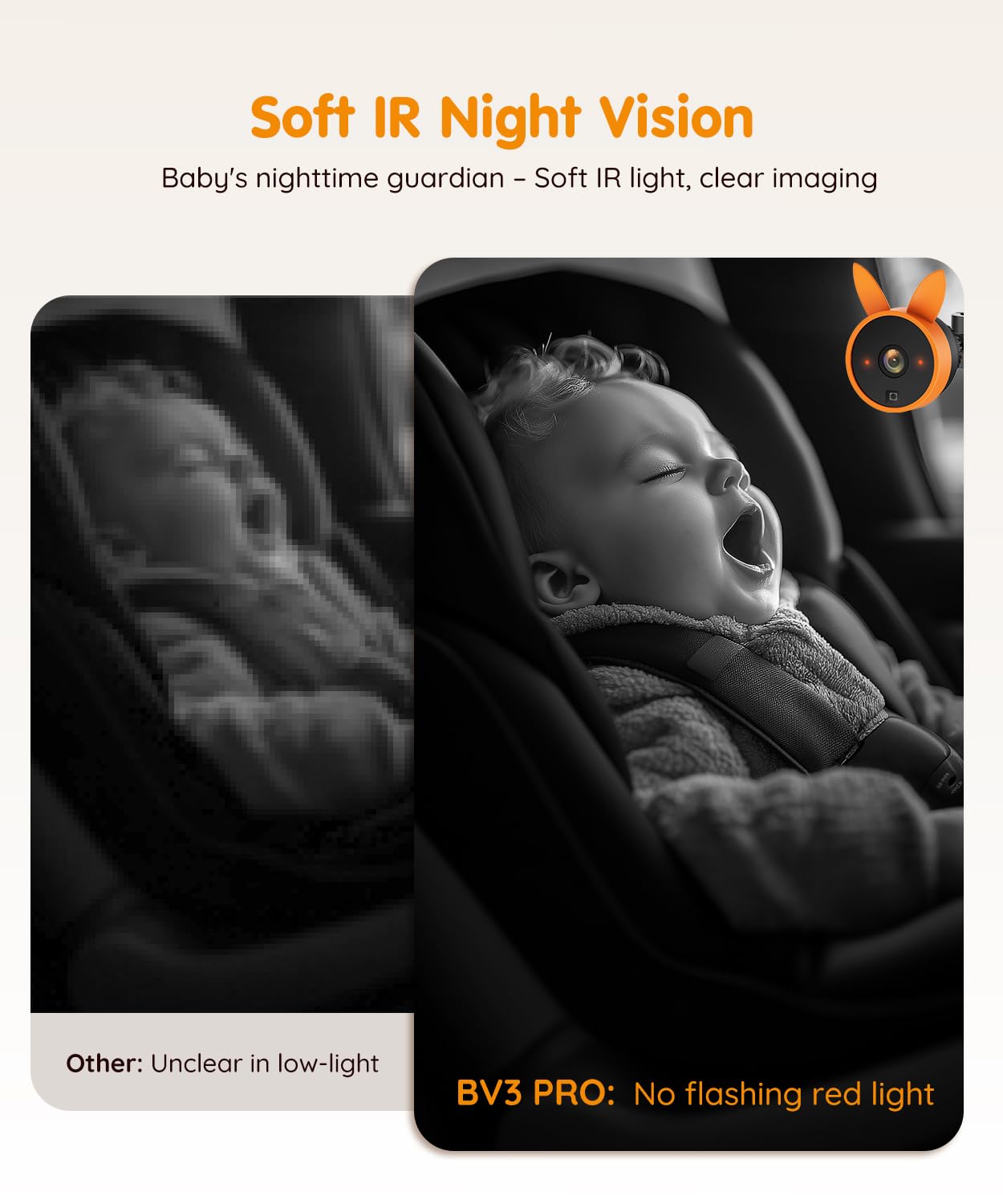 Babyvue BV3 PRO Baby Car Camera for 2 Kids - 7.2