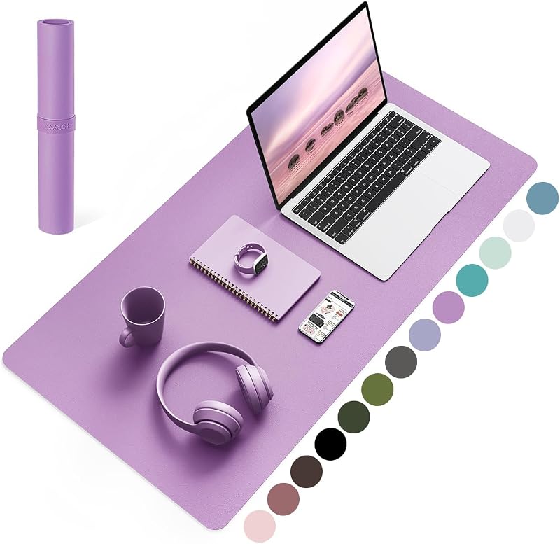 YSAGi Non-Slip Desk Pad 80x40 cm Purple Waterproof PVC Leather Desk Protector