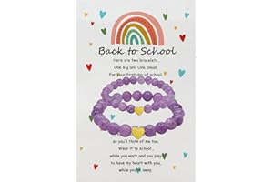 DOLLESS Back to School Bracelets Matching Heart Mother Daughter Bracelets First Day of School Gifts