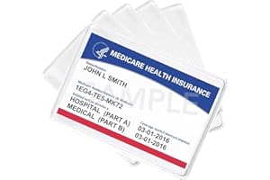 5 Pack - Premium Medicare Card Protector Sleeves - Durable 2 ⅜ X 3 ⅜ Business Card Holders - Clear Vinyl Plastic Covers for Insurance & Social Security Metro & License or Credit Cards by Specialist ID