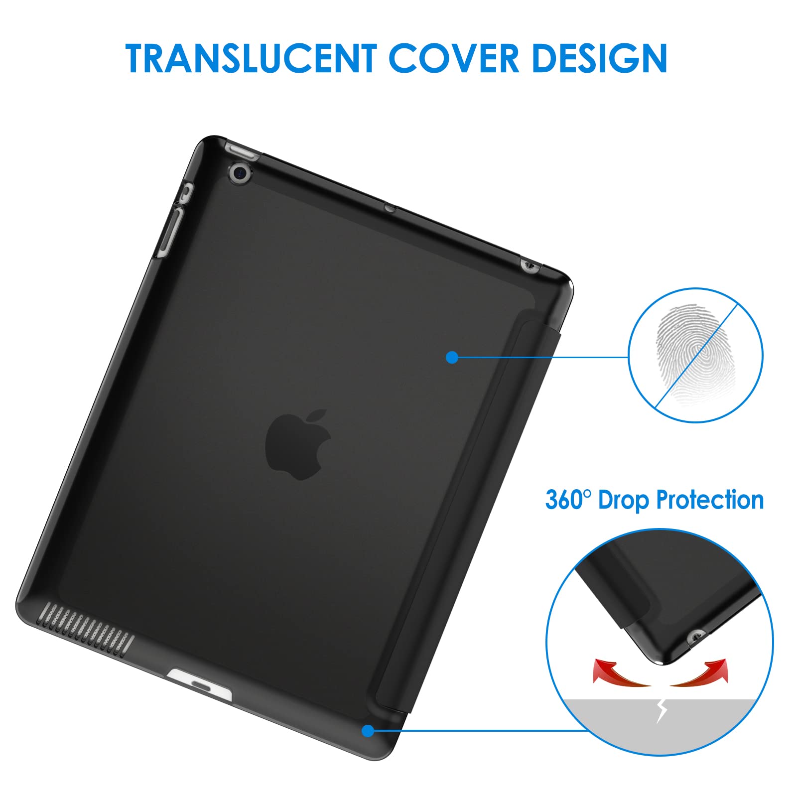 JETech Case for iPad 2 3 4 (2012/2011 Model), Not for iPad Air or iPad Air 2, Smart Cover with Auto Sleep/Wake (Black)