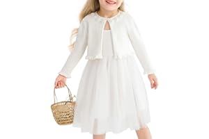 TAGYUM Toddler Girls Cardigan Sweater Bolero Shrug Baby Kids Knit Long Sleeve Crop Tops Button Closure Jacket Casual