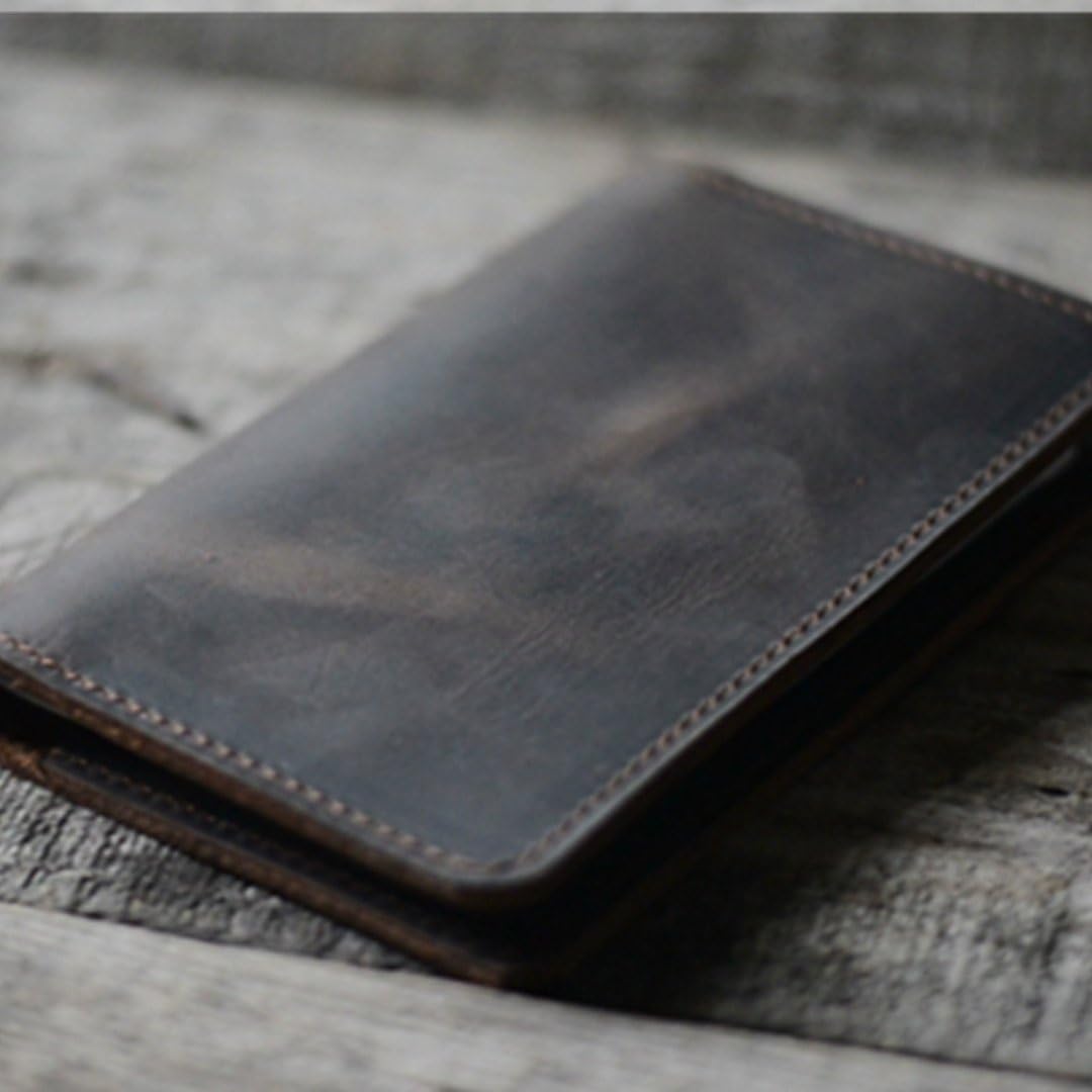 JJNUSA Leather Journal Cover for Field Notes Moleskine Cahier Notebook Pocket Size 3.5" x 5.5" Vintage Refillable Notepad Darkbrown - Image 3