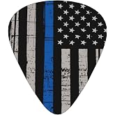 Classic Guitar Picks (12-Pack) for Eectric Guitar, Acoustic Guitar, Mandolin And Bass (One Size, Thin Blue Line Flag)