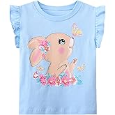 Toddler Girls T-Shirt Short Sleeve Shirt Unicorn Bunny Print Cute Summer Tops Tees Dinosaur Graphic