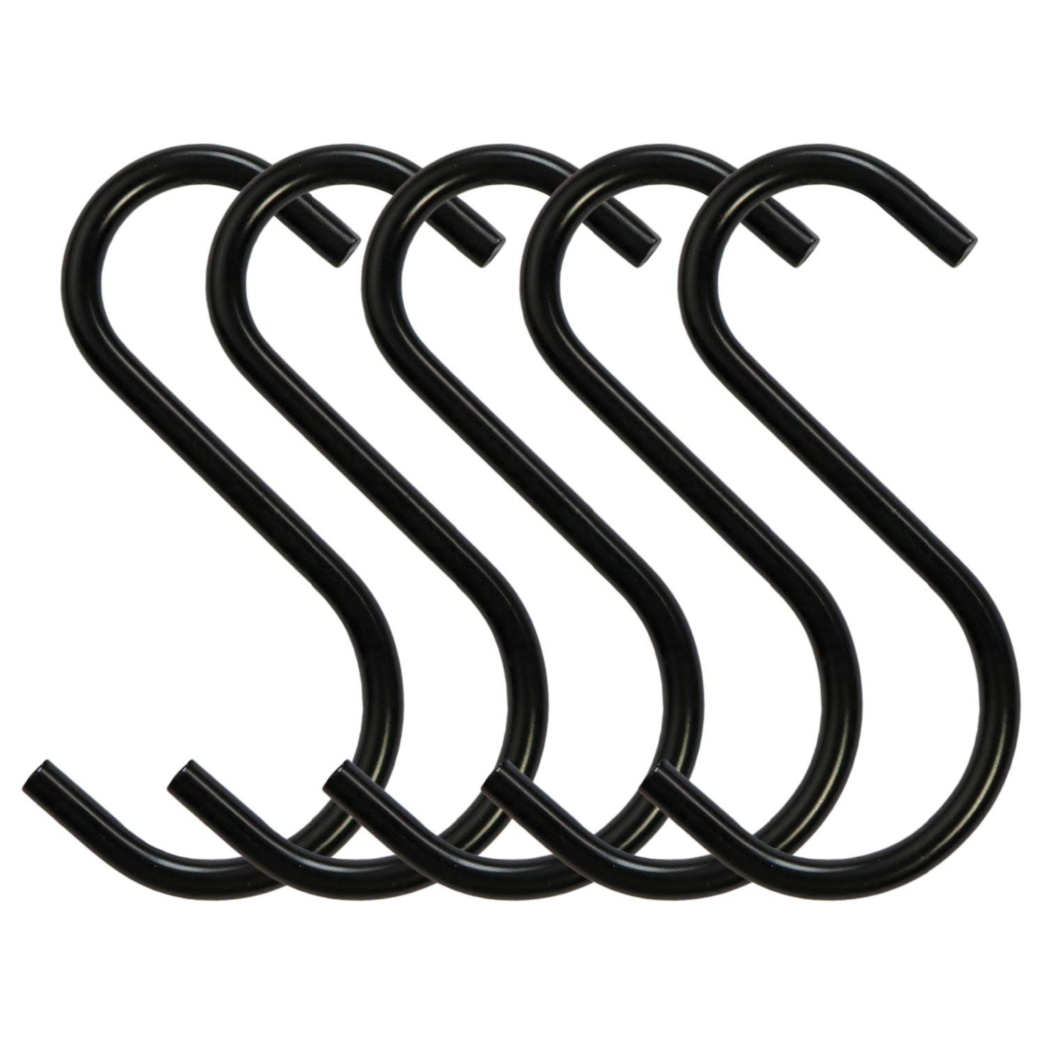 Millennial Essentials Heavy Duty S Hooks Metal S Shaped Hook Black Hanging Hooks 2.75” Hangers for Kitchenware Pots Pans Plants Bags Towels