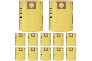 WHI-GN 12 Pack Shop Vac Bags 10-14 Gallon, 90672 9067200 9067233 Type I, 90662 9066200 9066233 Type F, VF2005, High Efficiency Disposable Wet Dry Vacuum Collection Filter Bags(Yellow）