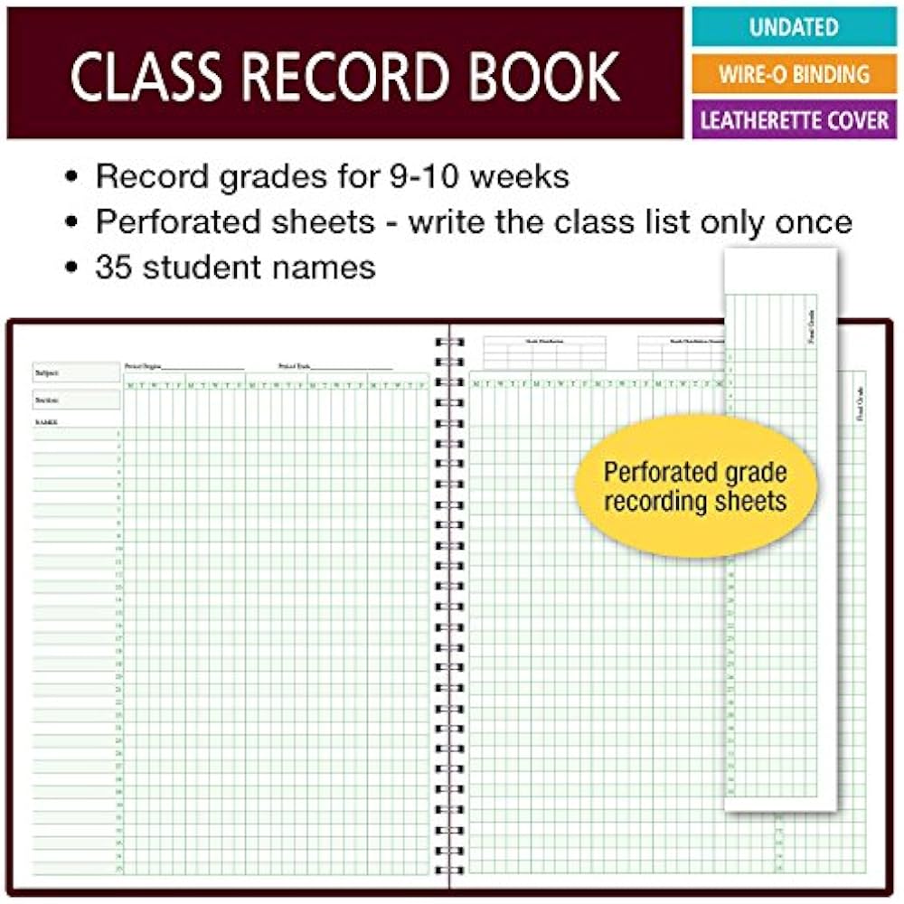 Class Teaching Materials Record Book For 910 Weeks. 35 Names. Larger
