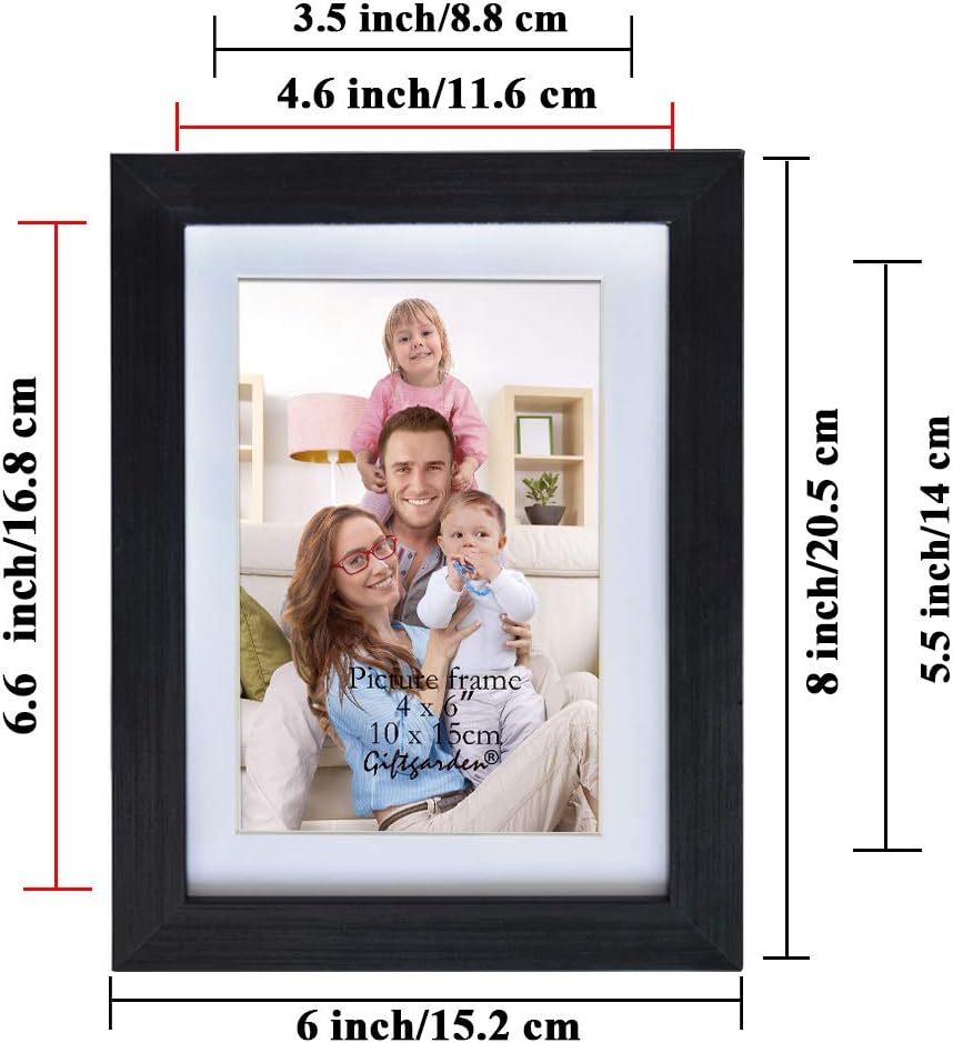 Giftgarden 4x6 Photo Frames Set of 8, Display 4x6 Pictures with Mat or 5x7 without Mat for Wall Decor or Tabletop Display Black, B6011 - Image 4