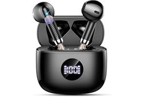 JXREV Wireless Earbuds, Bluetooth Headphones 5.4 HiFi Stereo, in Ear Earphones with 4 ENC Noise Cancelling Mics, 40H Playtime Ear Buds with Mini Case, IP7 Waterproof Headset with LED Display, USB C Charging
