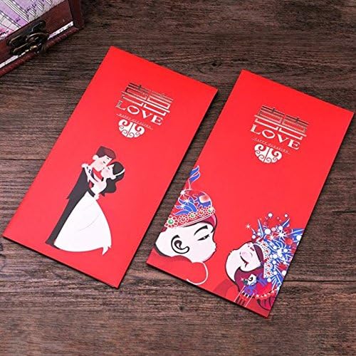 Red Envelopes for Wedding blessing, Pack of 6 Envelopes in 3 Designs