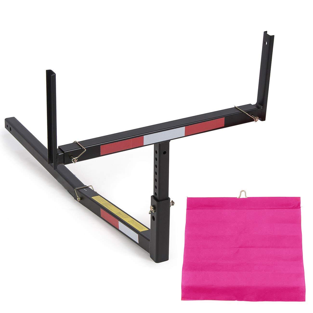 Jeremywell Adjustable Steel Pick Up Truck Bed Hitch Extender Extension Rack with Flag for Boat Lumber Long Loads Canoe Ladder Fits 2" Hitches 750 Lbs Weight Capacity