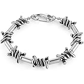 HZMAN Barbed Wire Bracelet for Men Biker Gothic Punk Stainless Steel Link Bracelet Jewelry Gift