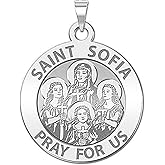 PicturesOnGold.com Saint Sofia W/(Hope Faith and Charity) Religious Medal - 1 Inch Size of a Quarter -Sterling Silver with Engraving