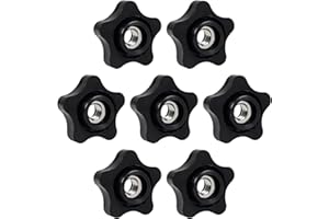 7Pcs 3/8-16 Thread Knob Nut Black, 3/8 Inch Star Knobs, 3/8-16 Hand Tighten Clamping Knobs Black Screw-On Nuts, Thread Knob N