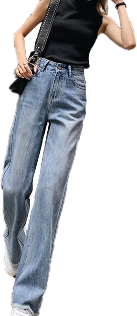 Amazon ジーンズ ワイドパンツ レディース ハイウエスト デニム アンクル丈 バギーパンツ シンプル ボトムス ロング丈 きれいめ ゆったり 脚長効果 デニム ワイド スリム 通勤 カジュアル 涼しい 美尻 ロングパンツ ジーンズ 通販