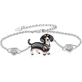 Peireara Dachshund Bracelet 925 Sterling Silver Dog Bracelets Dachshund Jewelry Dachshund Gifts Dog Jewelry Gifts for Women