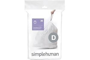 Simplehuman CW0163 Code D 20L, Custom Fit Bin Liners, 20 Bags, White