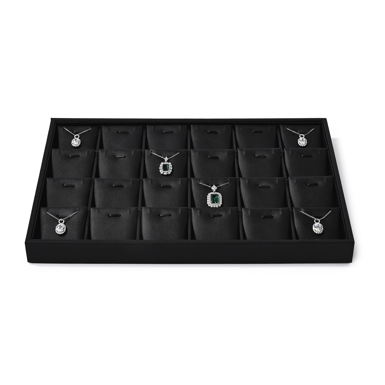 Oirlv 24 Sections Stackable Jewellery Trays With Removable Jewellery Pads Necklace Pendant Organiser Display Tray