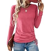 AIZHINENG Womens Long Sleeve Shirts Crewneck Tops Loose Fit Stretch Casual Workout Basic Fall T-Shirts 2025