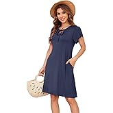 1stvital Women's Summer Dresses 2026 Casual T Shirt Dress Short Sleeve A-Line Dress Loose Sundress Swing Dress with Pockets
