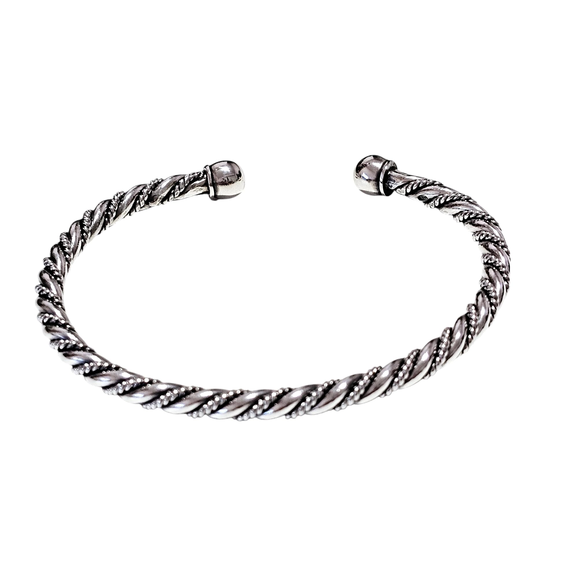 Treasure Bay Classic 925 Sterling Silver Torque Bangle Bracelet for Men and women
