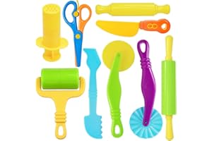 Play Dough Tools for Kids- Dough Accessories Molds Dinosaur Cutter Scissor Rolling Pin and Storage Box, Party Favors Set for 